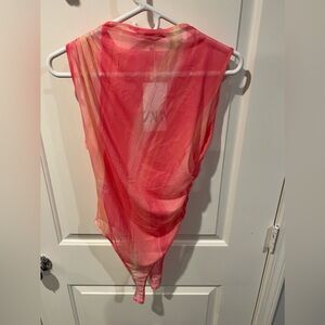 Pink Zara Mesh Bodysuit